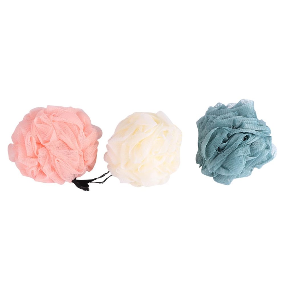 3-Pack Soft Mesh Shower Poufs for Bathing and Exfoliating