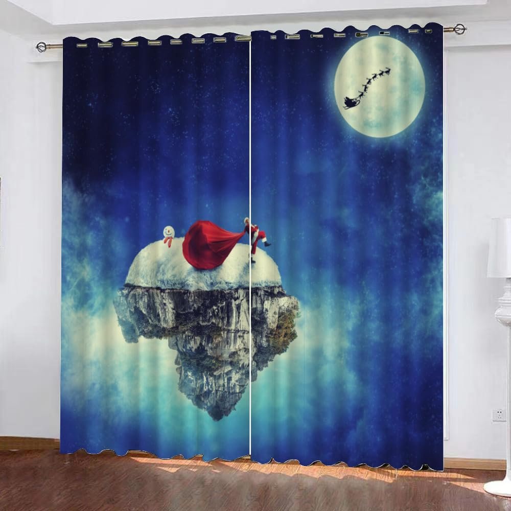 GIOVIA 3D Christmas Blackout Curtains, Starry Sky, 2-Piece Set, 200 x 160 cm