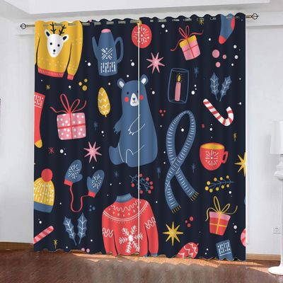 GIOVIA 3D Christmas Blackout Curtains, 2-Piece Set, 150 x 166 cm