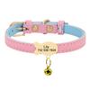 SARUEL Personalized Cat ID Collar with Engraved Nameplate and Bell, Pink, S view 1