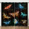 Orange Blue Butterfly Blackout Curtains, Opaque and Sound-Reducing, 2-Pack, 85 × 200 cm Each view 1