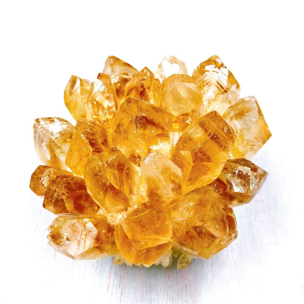 HXSCOO Natural Citrine Quartz Stone Crystal Cluster
