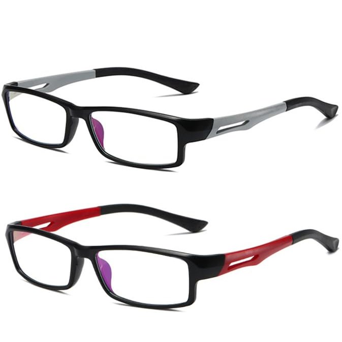 Eyglajdd TR90 Reading Glasses for Women and Men, 2-Pack, Blue-Light-Blocking, Gray-Red, +1.50