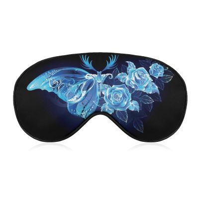Blue Rose Floral and Butterfly Sleep Mask with Glowing Butterfly