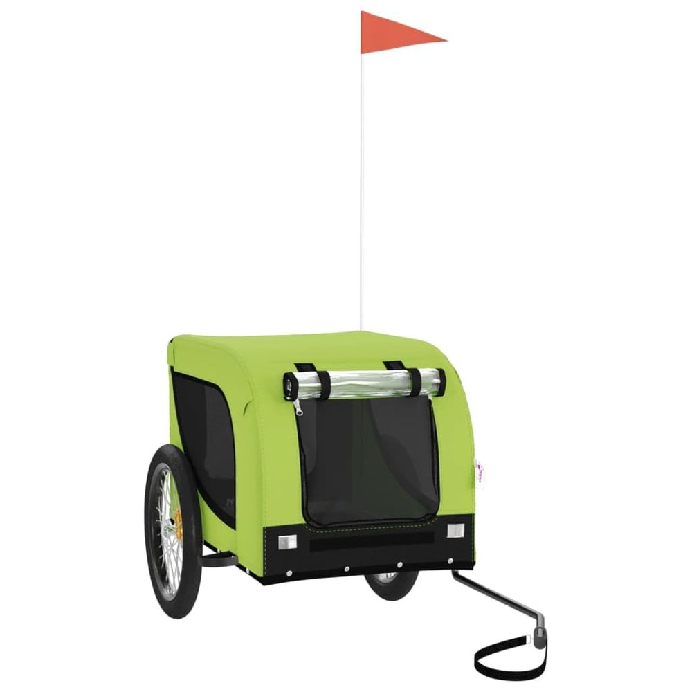 vidaXL Dog Bike Trailer Green and Black Oxford Fabric & Iron
