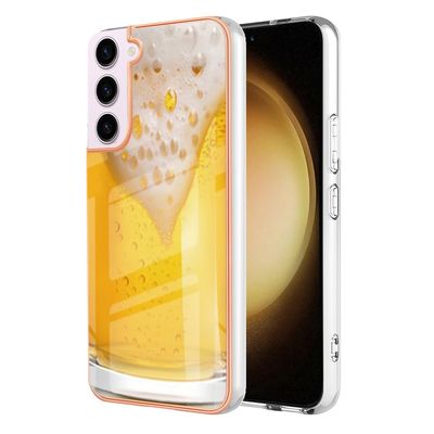 Samsung Galaxy S22 Case, Sparkle Soft Silicone Bumper, Transparent Hardcase with Beer Design