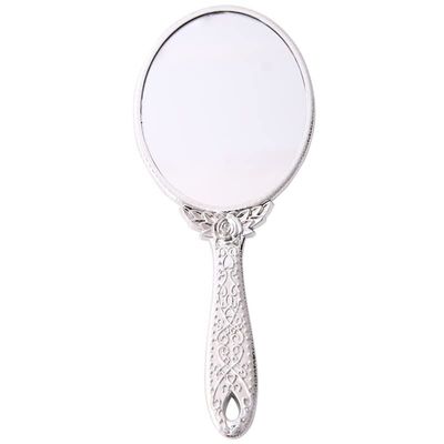 HUFFA Vintage Oval Handheld Makeup Mirror, Silver