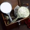 HUFFA Vintage Oval Handheld Makeup Mirror, Silver view 2