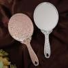 HUFFA Vintage Oval Handheld Makeup Mirror, Silver view 4