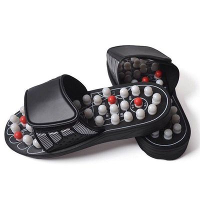 Magnetic Acupressure Massage Slippers for Indoor Use, Red Rotating Dot, Size 44-45