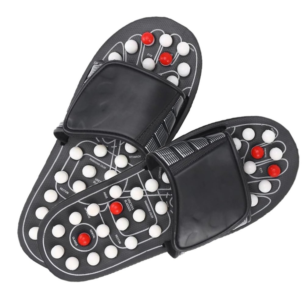 RIEONA Magnetic Massage Slippers with Rotating Acupressure Points, Red, Size 38–39