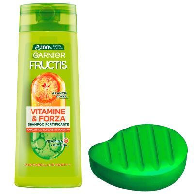 Garnier Fructis Vitamins & Strength Strengthening Shampoo for Brittle, Fragile Hair, 250 ml + Shampoo Holder
