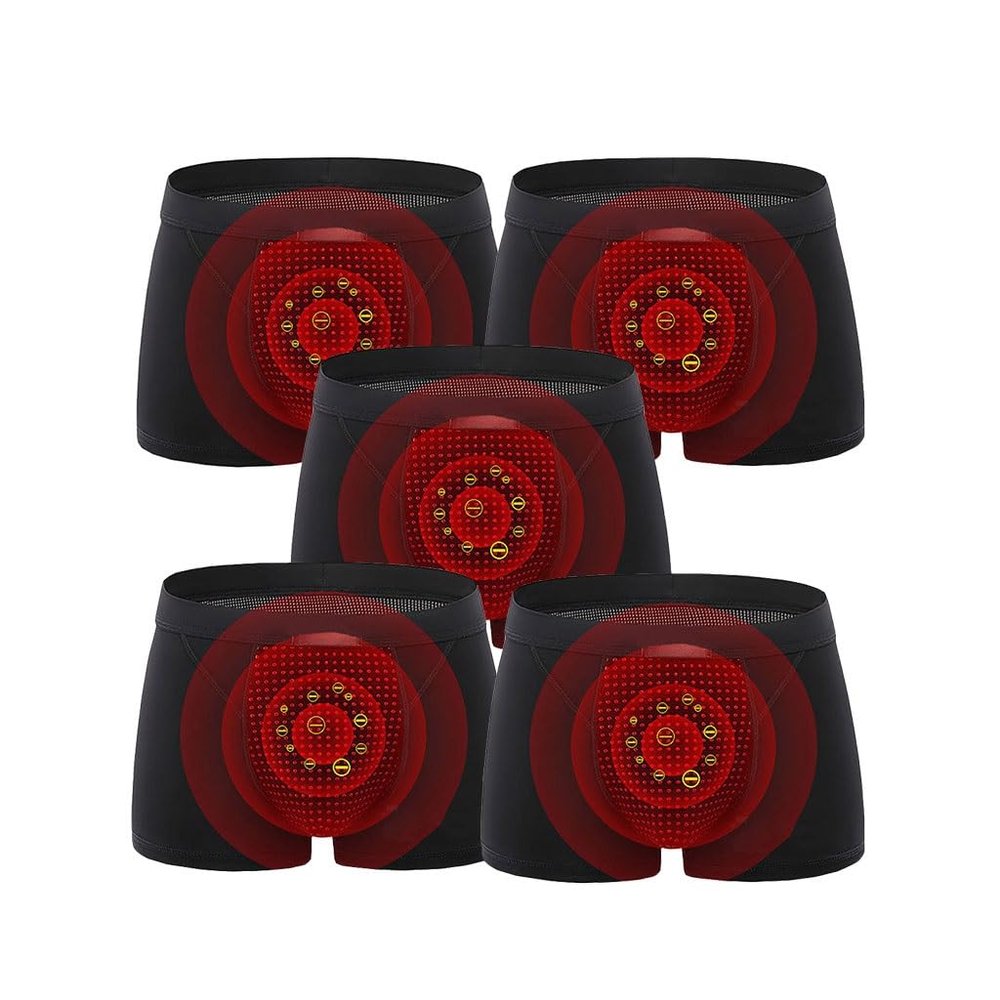 Men's Magnetic Therapy Boxers, 5-Pack, 3XL