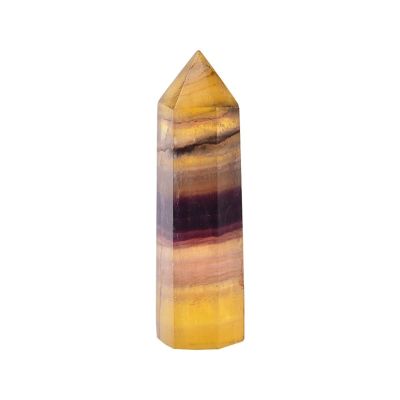 WAHOM 1-Piece Natural Yellow Fluorite Crystal, Healing Stone, Meditation, Reiki Obelisk, Home Decor, Polished Quartz Craft, Gift (Size: 50–60 mm)