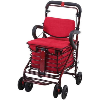 Rollator Walker, Lightweight Steel-Tube Frame, Foldable, Height-Adjustable, with Padded Seat, Basket and Locking Brakes, 120 kg Load Capacity