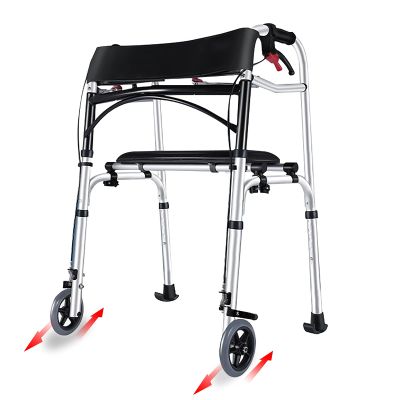 Folding Aluminum Walker with Brakes and Wheels for Seniors and Adults