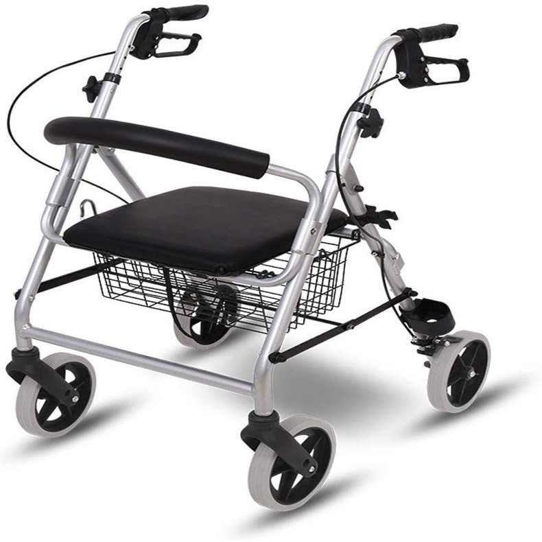 Rollator Walker with Seat, Storage Basket, and Wheels