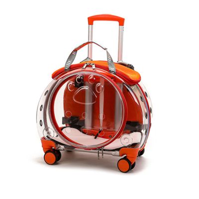 Airline-Approved Pink Transparent Cat Carrier Backpack with Wheels