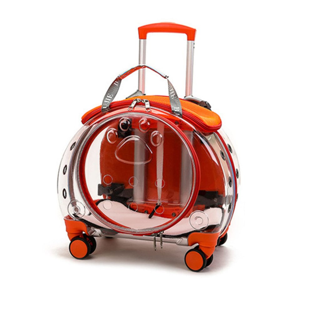 Airline-Approved Pink Transparent Cat Carrier Backpack with Wheels
