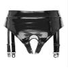Jugaoge Women's Sexy Patent-Look Open-Crotch Panties with Clips, Black, 3XL view 3