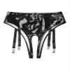 Jugaoge Women's Sexy Patent-Look Open-Crotch Panties with Clips, Black, 3XL view 4