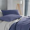 Four-Layer Two-Tone Muslin Blanket, Soft and Ultralight, Indigo/Beige, 130 x 150 cm view 2