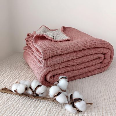 DestinyHomeTex 4-Layer Two-Tone Muslin Blanket, Ultra-Soft and Lightweight, Baby, 100 x 120 cm, Terracotta and Beige, No Fringes