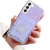 Rnrieyta Miagon Crystal Glitter Wallet Case for Samsung Galaxy S23 FE, Bling Star Transparent Phone Case with Flower Card Holder, Thin Soft Shock-Resistant Protective Case, Purple view 1
