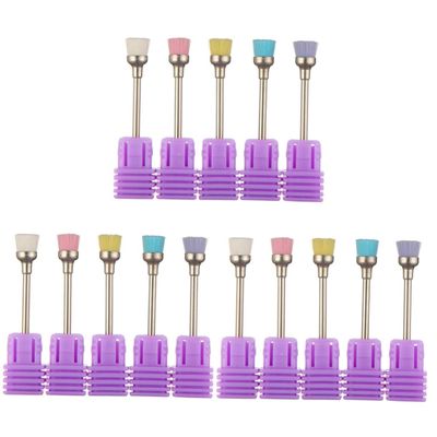 FRCOLOR 15-Piece Nail Drill Cleaning Brush Set, Nail Art Dust Brushes, Nail Cleaning Tools for Salons and Beginners, Blue, Clear and Yellow