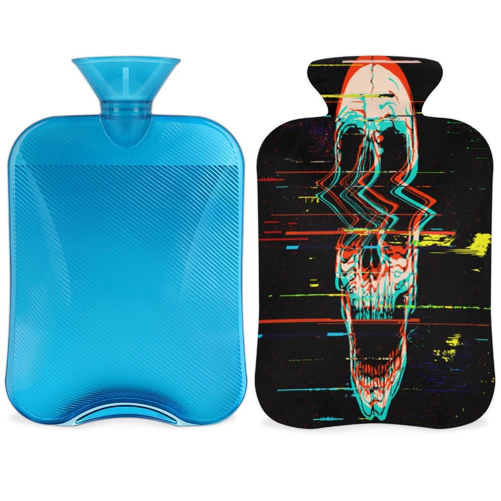 2 L Skull Hot Water Bottle with Soft Fleece Cover