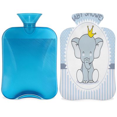 Crown Elephant Hot Water Bottle with Fleece Cover, 2 L