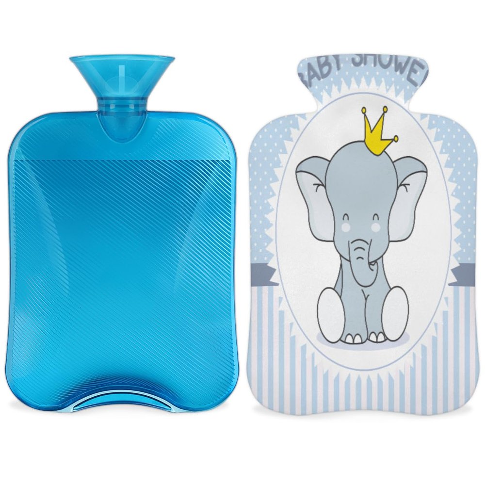 Crown Elephant Hot Water Bottle with Fleece Cover, 2 L