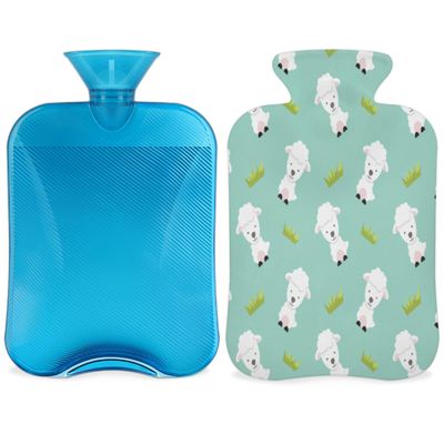 2 L Hot Water Bottle with Cute Cartoon Sheep and Soft Fleece Cover