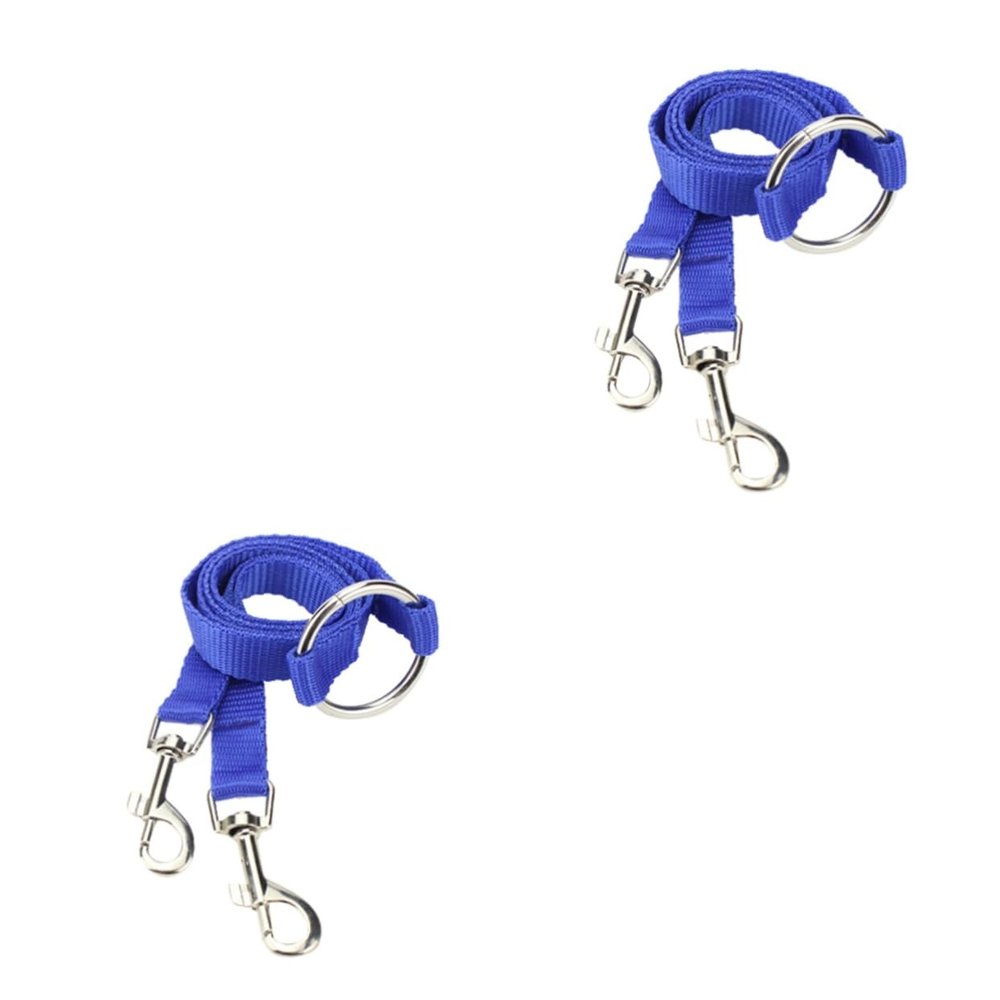 Mipcase 2-Piece Adjustable Nylon Double Dog Leash for Small Pets, Durable and Tangle-Free, Blue