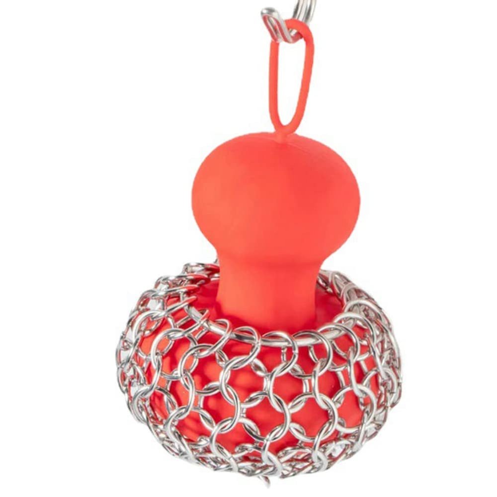 Fxndknjks Cast Iron Chain Scrubber, Red