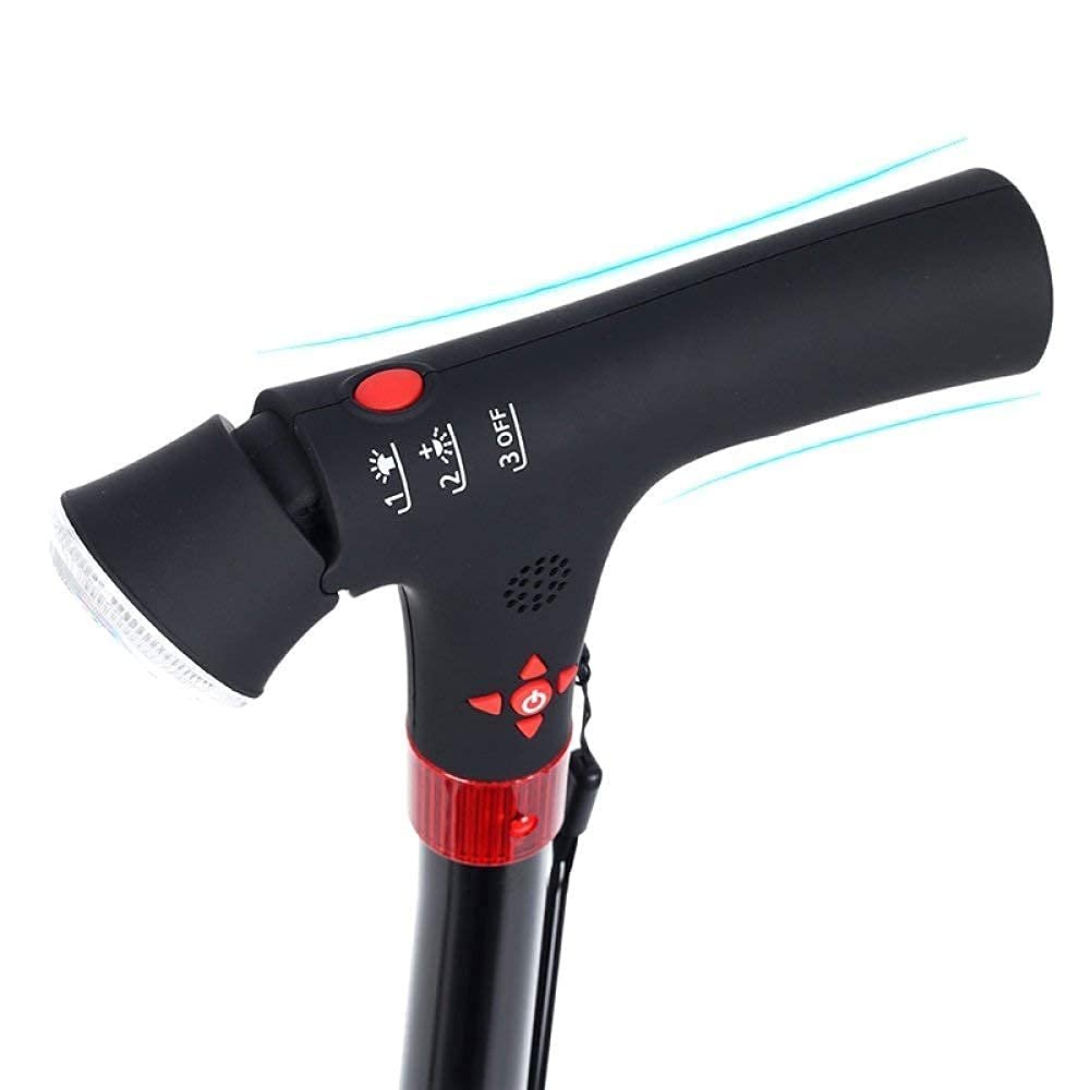 Multifunctional Quad-Base Telescopic Walking Cane with Smart Anti-Slip Design