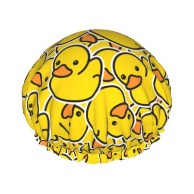 Cute Yellow Rubber Duck Double-Layer Waterproof Shower Cap