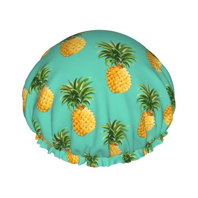 Women's Elastic Reusable Shower Cap, Double Waterproof (Tropical Pines)