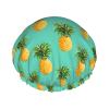 Women's Elastic Reusable Shower Cap, Double Waterproof (Tropical Pines) view 1