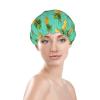 Women's Elastic Reusable Shower Cap, Double Waterproof (Tropical Pines) view 3