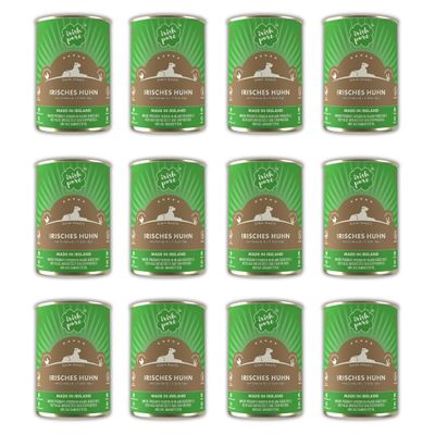Irish Pure Premium Senior Wet Dog Food | 12 x 390 g | Irish Chicken | Vitamins | Grain-Free | Sensitive | with Superfood Kelp | All Breeds