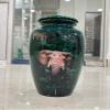 Decorative Green Human Ashes Urn with Elephant Pattern view 1
