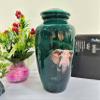 Decorative Green Human Ashes Urn with Elephant Pattern view 3