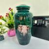 Decorative Green Human Ashes Urn with Elephant Pattern view 4