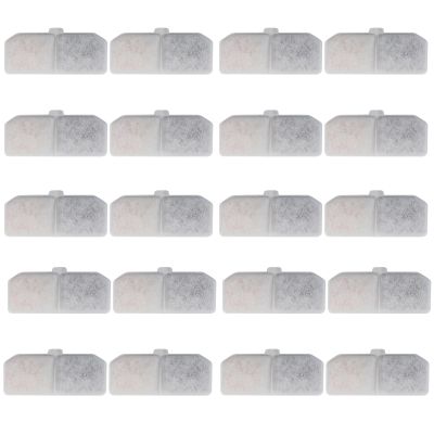 Replacement Filters for Cat and Dog Water Fountains, 20-Pack, Activated Carbon, 10.5 x 4.5 cm