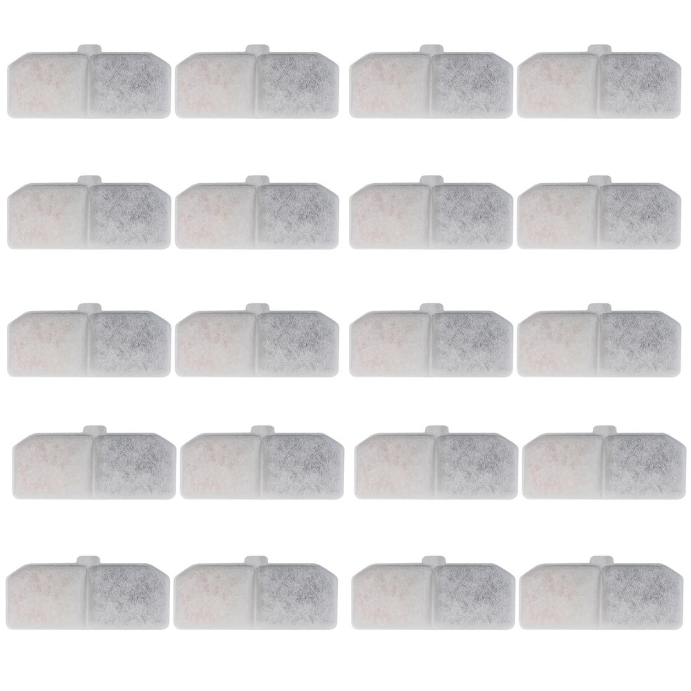Replacement Filters for Cat and Dog Water Fountains, 20-Pack, Activated Carbon, 10.5 x 4.5 cm