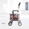 Folding Aluminum Rollator Walker with Height-Adjustable Seat and Lower Side Basket view 2