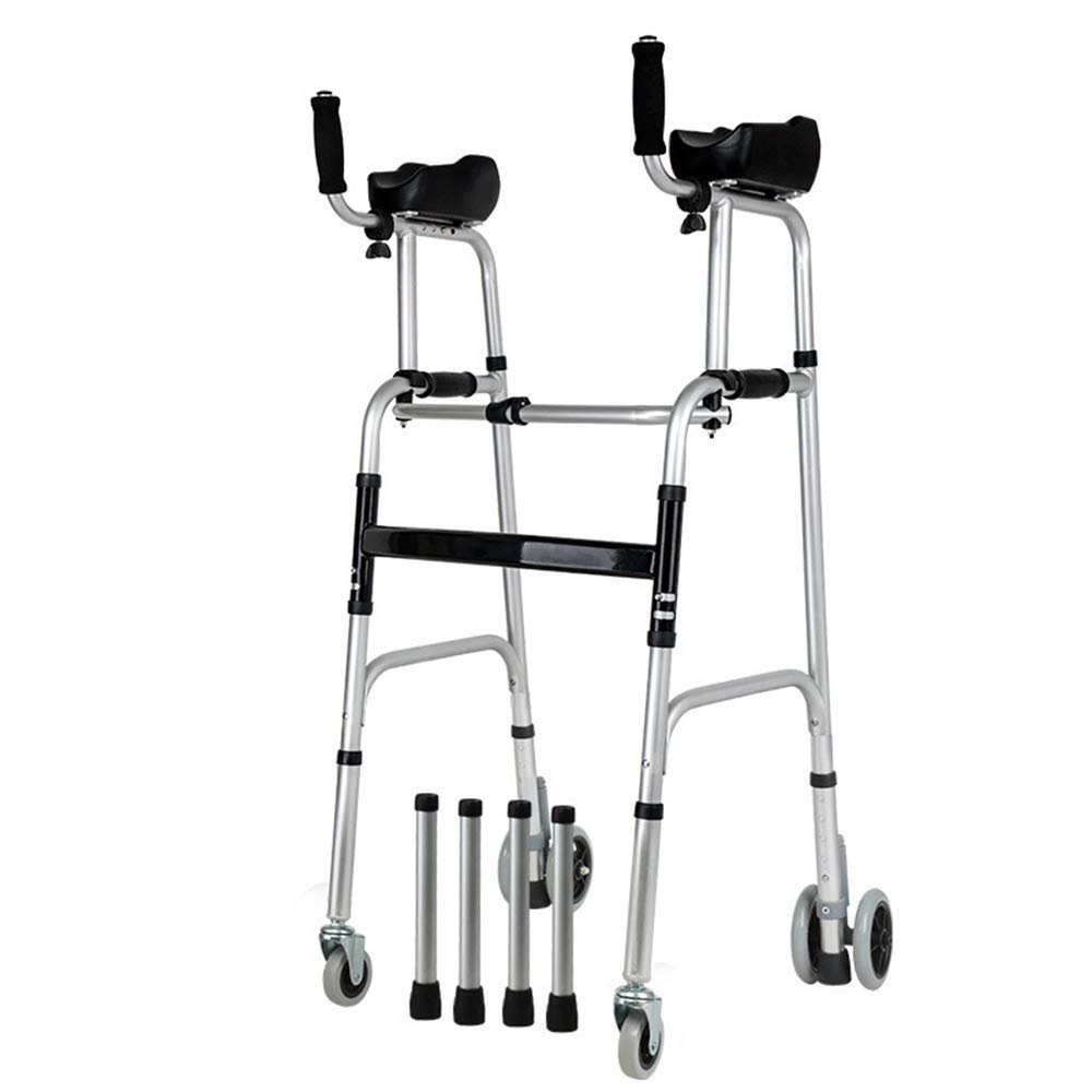 Foldable 4-in-1 Walker with Padded Armrests and Seat