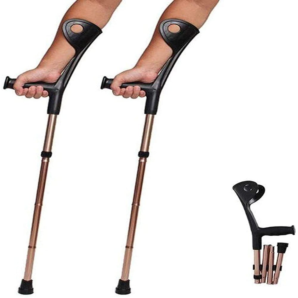 Adjustable Forearm Crutches for Adults, Foldable Ultralight Aluminum, Comfort Grip, Rubber Tips