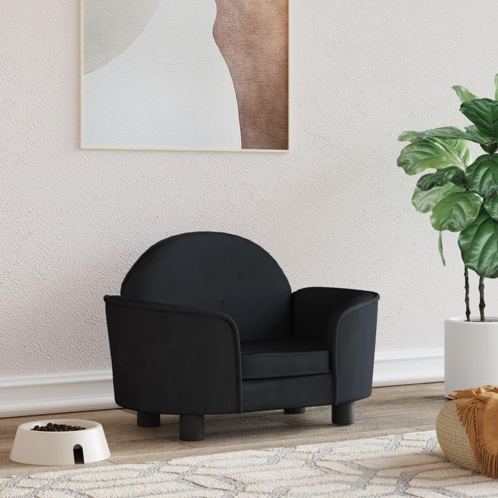 Festnight Black Velvet Dog Sofa Bed 66 x 40 x 45 cm